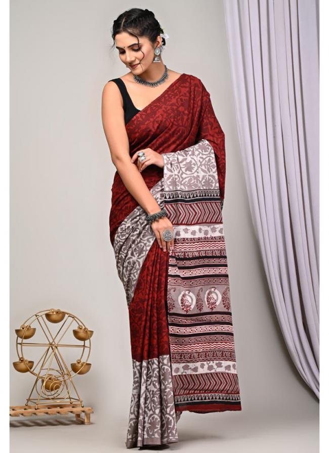 Cotton Multi Colour Casual Wear Printed Saree